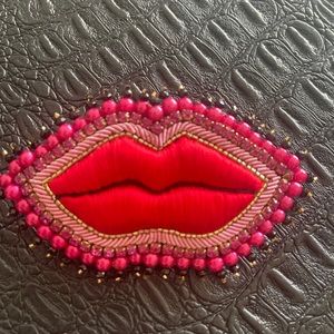 CELESTE MOGADOR Red Mouth Pin with Beautiful Stones